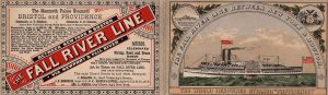 A postcard advertising the Fall River Line between New York and Boston